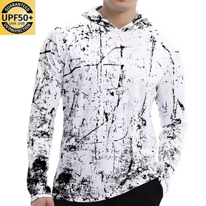 เสื้อฮู้ดตกปลาโพลีเอสเตอร์พิมพ์ลายแบบซับลิเมชั่นแห้งเร็ว ป้องกันแสงแดด UPF 50  รับสกรีนโลโก้ตามแบบ - Product Image 3