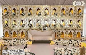 Fiesta pakistaní, decoración de escenario, paneles de fondo, arcos, aspecto real, marco de espejo atractivo, marcos de espejo de fondo de boda personalizados - Product Image 2