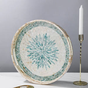 Cadeau spécial pour Ramadan mère de perle bleu incrusté plateaux de service haut de gamme décoration de Table fait à la main du vietnam - Product Image 4