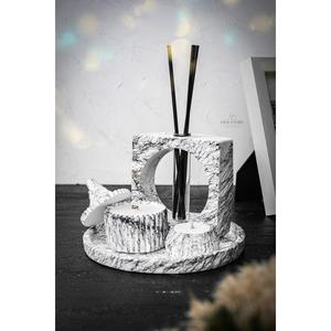 Modello di marmo Design profumato candela di soia, vaso, Tealight, vassoio e fragranza della stanza con bastone di bambù nero - Product Image 3