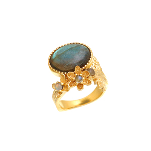 2025 nuevo diseño 925 plata esterlina anillo chapado en oro labradorita 18K chapado en oro - Product Image 1