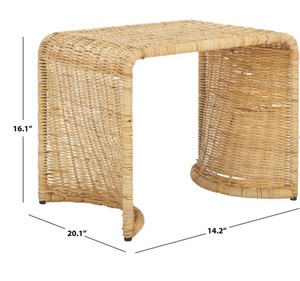 Table d'appoint en rotin fait main, tabouret en osier naturel, meuble d'appoint rustique bohème pour salon ou chambre à coucher, fabriqué au Vietnam - Product Image 4