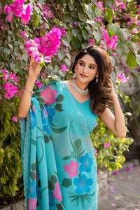 Premium Heavy Faux Georgette Saree con impresión digital llamativa diseñada para mujeres que buscan moda étnica elegante - Product Image 2