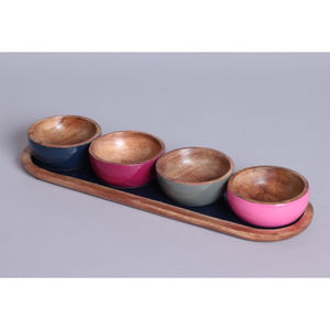 Tazones para Servir de Madera de Mango Hechos a Mano Más Vendidos, Interior de Esmalte Blanco, Vajilla Moderna para Cocina, Proveedor Mayorista a Bajo Precio - Product Image 6