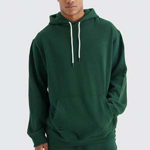 Sweat à capuche pour homme en coton 100% - Style ample - Tricoté - Lavé - Imprimé patchwork - Luxe - Poids lourd - Respirant - Automne - Product Image 1