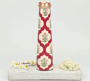 Bouteille d'eau en cuivre imprimée Pure Meena de haute qualité dans différents styles avec emballage de qualité supérieure fabriquée en Inde - Product Image 1