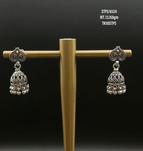 Boucles d'oreilles jhumka en argent sterling 925 pour femmes et filles, bijoux en gros, boucles d'oreilles fines faites à la main, fournisseurs - Product Image 2