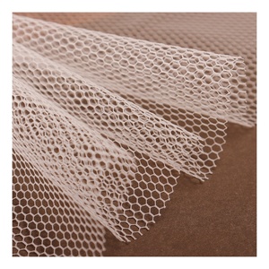 Vải Lưới Cứng Cứng Hình Lục Giác Dệt Kim Chắc Chắn Màu Trắng <span class=keywords><strong>50D</strong></span> 100% Polyester Dành Cho Váy Cưới Cô Dâu Có Hàng - Product Image 1