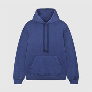 Vente en gros de pulls pour hommes avec logo personnalisé sweat à capuche uni biologique sweat à capuche boxy vierge lavé vintage en coton mélangé - Product Image 2