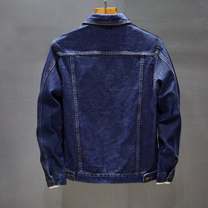 Nueva chaqueta vaquera clásica de otoño para hombre, abrigo vaquero ajustado de un solo pecho, chaqueta vaquera de color sólido para motocicleta - Product Image 2