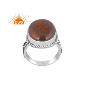 Anillo de declaración de piedras preciosas de thulita Rosa Natural de plata de ley oxidada hecho a mano, joyería para mujer, regalo para ella - Product Image 1