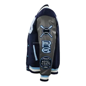 Chaqueta Varsity para Hombre OEM, Mezcla de Lana, Cuello Alto, Estilo Urbano, Color Personalizado, Logotipo Bordado en la Parte Delantera - Product Image 4