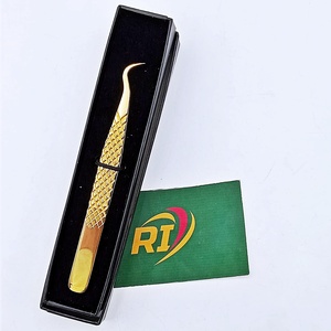 Pinzas para Pestañas de Acero Inoxidable con Diseño Delgado, Aislamiento Largo, Antiestáticas, con Agarre de Diamante Dorado Plasma, Logotipo Personalizado, Profesional y Ecológico - Product Image 2