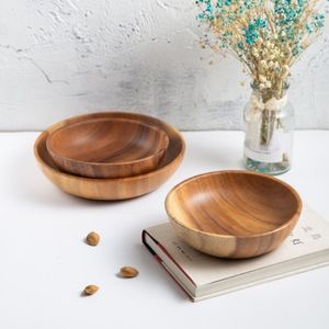 Bol de service en bois rustique traditionnel pour la décoration de mariage de ferme salade pâtes pain collation aux fruits pièce maîtresse - Product Image 1