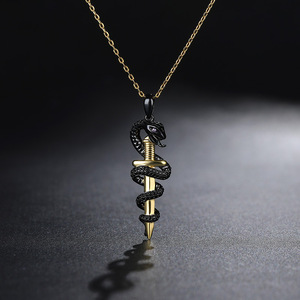 Collier commémoratif Jeulia Never Give Up Mamba Dagger en argent sterling plaqué rhodium - Product Image 4