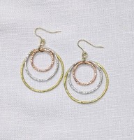 Boucles d'oreilles et bracelets en laiton martelé antique, plaqué or, style classique, motif géométrique, pour femme, anniversaire, fantaisie, mode