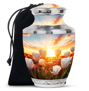 Crimson Radiant Bloom American & European Style <b>Large</b> Metal <b>Urn</b> 10 Inch 220 Cubic Inch Eco-Friendly Durable for Human Ashes - Product Image 3