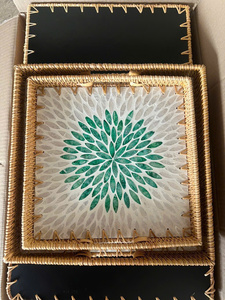 Plateau de service en rotin tissé à la main de qualité supérieure avec incrustation de nacre Plateau de service décoratif - Product Image 4