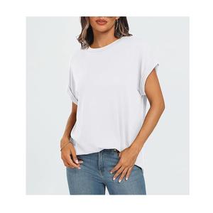 เสื้อยืดคอกลมไหล่ของผู้หญิงผ้าคอตตอน100% ทึบคอกลมแขนสั้นความลาดชันสบายเป็นมิตรกับสิ่งแวดล้อมจากบังคลาเทศ - Product Image 4