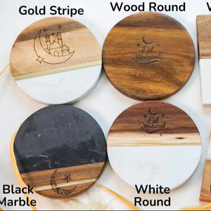 Ensemble de sous-verres en résine faits à la main de haute qualité | Sous-verres en pierre époxy personnalisés avec motifs floraux et scintillants | Verres de luxe pour cadeau - Product Image 2