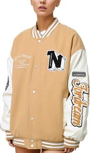 Chaquetas para hombre Varsity Letterman: chaqueta bomber de béisbol Vintage para hombre y mujer abrigo informal con mangas de cuero - Product Image 4