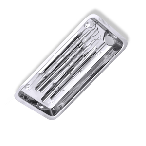 Juego de 3 Bandejas Quirúrgicas y Dentales de Acero Inoxidable con Contenedor para Objetos Punzocortantes para Uso Clínico - Product Image 2