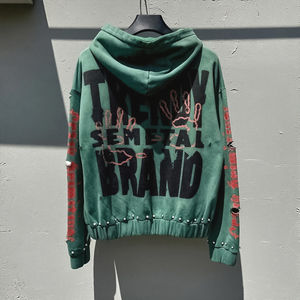 เสื้อฮู้ดดี้ครอปทรงบ็อกซี่โอเวอร์ไซส์ ผ้าฝ้าย 100% ย้อมสีแบบแอซิดวอช สไตล์วินเทจ พิมพ์ลายสกรีน  สำหรับฤดูหนาว เป็นมิตรกับสิ่งแวดล้อม - Product Image 4