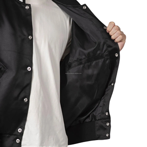 Blouson universitaire américain personnalisé pour homme en tissu peigné avec empiècements, style bomber brillant, uniforme d'équipe rétro, fournitures de baseball vintage - Product Image 6