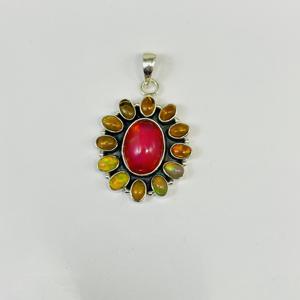 Colgante de ópalo de fuego de Plata de Ley 925, hermoso colgante de moda con anillos de plata 925, abalorios de ópalo natural, joyería - Product Image 1