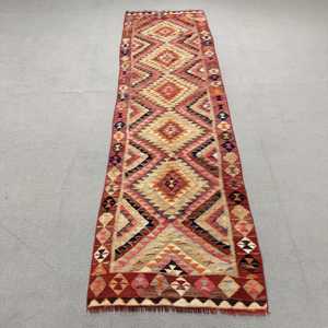 Turkish <b>Runner</b> Rug 2.5x8.9 ft, <b>Red</b> Plants & trees Vintage Wool Rug - Product Image 1