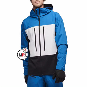 Chaqueta de lluvia con capucha personalizada de alta calidad para hombre, chaqueta de nieve impermeable de dos tonos cortavientos - Product Image 4