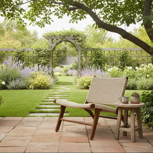 Chaise Longue de Ratán Natural Moderno y Ecológico Solobeat, Estructura de Madera Maciza para el Hogar, Hotel, Villa, Parque, Muebles de Sala de Estar - Product Image 1