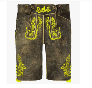 High Quality Bavarian <b>Slim</b> <b>Fit</b> Trousers for <b>Men</b> Genuine Goat Suede Leather Lederhosen in Octoberfest Style New Price 2025 - Product Image 1