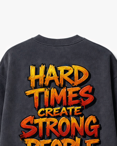 Sweat-shirt noir pour homme à manches longues avec inscription motivante « Les moments difficiles créent des personnes fortes » - Product Image 5