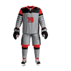 100% polyester haute qualité équipe respirant maillot et short 2 pièces ensemble pour hommes sublimation hockey sur glace uniforme - Product Image 6