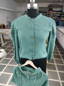 Natural Organic Summer Cotton Breezy Front Button Sand Beaches Women Cord Set Boho Ladies Lace Decorated Blouse & Shorts Combo - Product Image 5