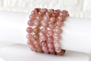 Wholesale Semi Precious Healing Strawberry Quartz Pink Color 8mm Round <b>Beaded</b> <b>Bracelet</b> for Meditation Jewelry - Product Image 1