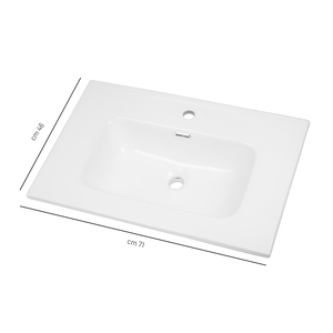 Lavello da incasso bianco lucido in ceramica 71x46 cm per mobili da bagno Pack 1 - Product Image 2
