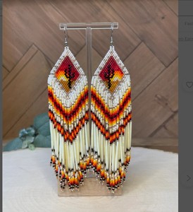 ต่างหูขอบลูกปัดสไตล์โบโฮพื้นเมืองต่างหูลูกปัดขนนกขนนก - Product Image 1