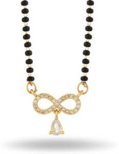 Collar con colgante de diamante y latón americano Mangalsutra de estilo indio étnico con cadena de cuentas negras chapada en rodio para bodas - Product Image 5