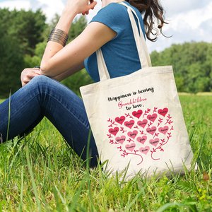Personalized Heart-Shaped Family <b>Tree</b> Canvas <b>Bag</b> Happiness Is Having Family Love for Mother's Day & Grandparents' Day Gifts - Product Image 3