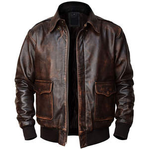 Veste en cuir de mouton véritable respirante personnalisée de haute qualité à bas prix, veste en cuir de motard pour homme, couleur marron - Product Image 1