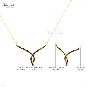 Handcrafted 14k Solid Gold Genuine 1.5mm Pave Set Black Diamond Twisted Bridal Necklace Gift Jewelry Manufacturer Direct <b>Supply</b> - Product Image 4