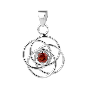 Colgante de Plata de Ley 925 Hecho a Mano con Granate para Mujer, Amuleto Religioso de Shah Gems con Amatista y Perla con Patrón Numérico - Product Image 1
