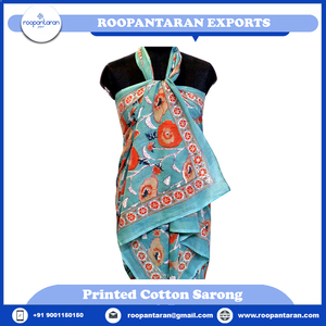 Produits les plus vendus – Fabricant indien – Sarong en coton imprimé à la main motif Fleur de Dieu Teal pour femmes indiennes – Paréo de plage en promotion - Product Image 4