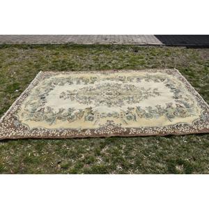 พรมตุรกีวินเทจ ขนาดใหญ่ 6x9.3 ฟุต (183x284 ซม.) พรมขนสัตว์สีเบจไล่เฉด - Product Image 4