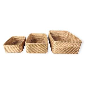 Set of 3 Rattan Baskets <b>for</b> Multifunctional Home Decor Storage <b>for</b> <b>Kitchen</b> Wardrobe <b>Food</b> Beverage <b>Toys</b> Storage - Product Image 1
