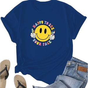 Recién llegado, Camiseta holgada con logotipo impreso por sublimación, camiseta informal de manga corta con cuello redondo, camisetas para mujer - Product Image 4