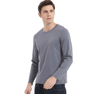 เสื้อยืด<span class=keywords><strong>คอกลม</strong></span>แขนยาวสำหรับผู้<span class=keywords><strong>ชาย</strong></span>, เสื้อเชิ้ตสีขาวแขนยาวผ้าคอตตอน - Product Image 4