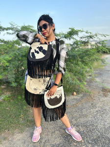 Nuevo estilo occidental pelo en piel oculta bolsos con flecos de cuero genuino de alta calidad estilo bohemio mujeres bolsos cruzados con flecos de cuero Real - Product Image 3